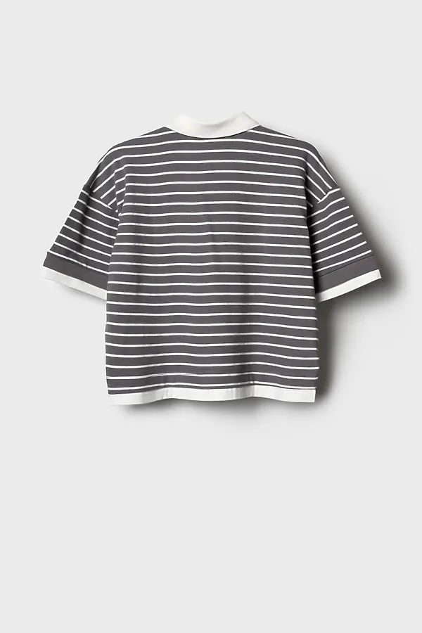 Джемпер трикотажный с воротником поло для девочек PLAYTODAY, белый,серый - фото 2