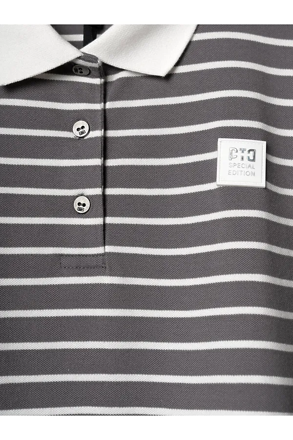 Джемпер трикотажный с воротником поло для девочек PLAYTODAY, белый,серый - фото 2