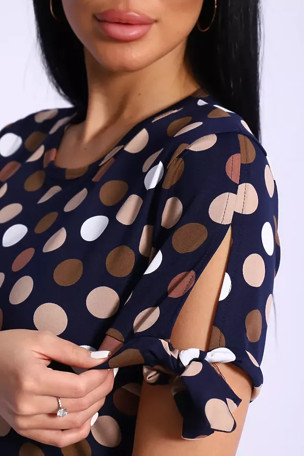 Платье 5725 НАТАЛИ, темно-синий в горох - фото 2