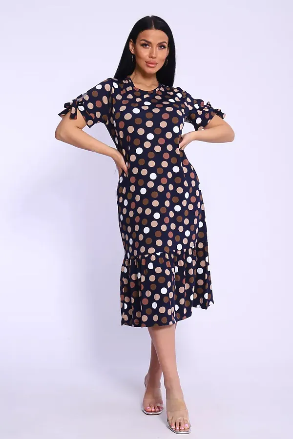 Платье 5725 НАТАЛИ, темно-синий в горох - фото 2