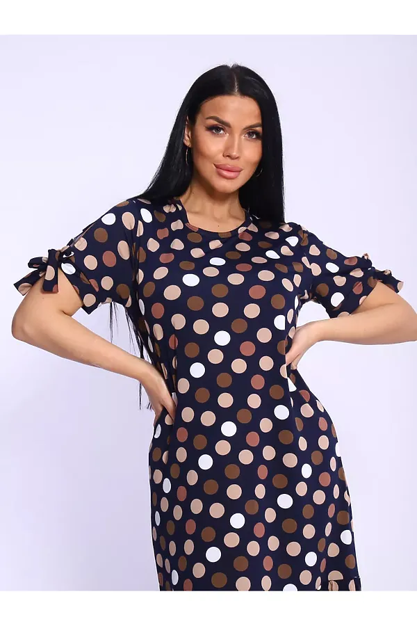 Платье 5725 НАТАЛИ, темно-синий в горох - фото 2