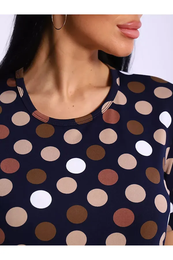 Платье 5725 НАТАЛИ, темно-синий в горох - фото 2