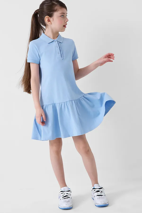 Платье трикотажное для девочек PLAYTODAY, голубой - фото 2