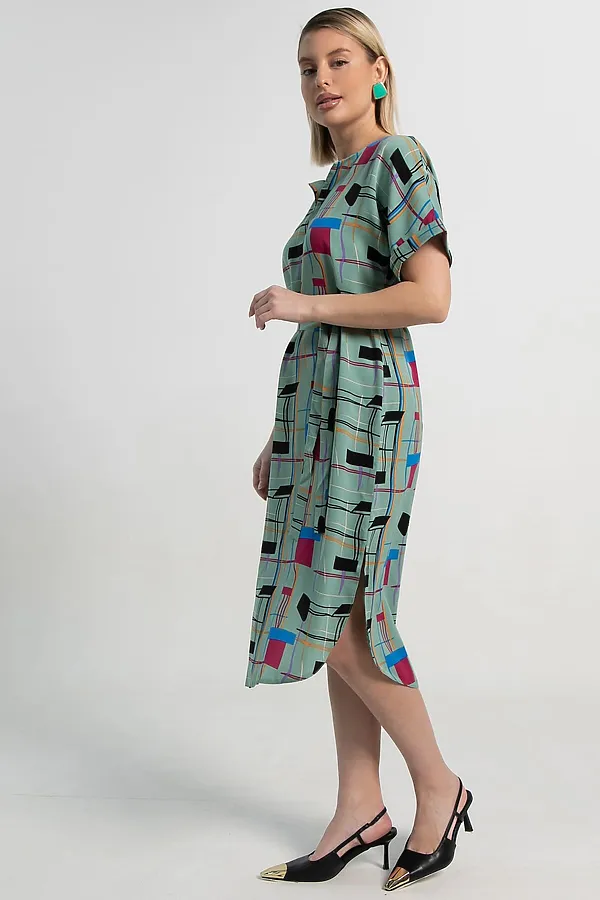Платье Геометрия стиля LADY TAIGA, зеленое - фото 2