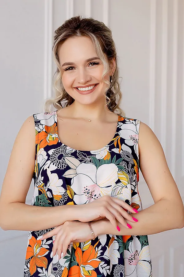 Платье Пион Премиум НАТАЛИ, синий - фото 2