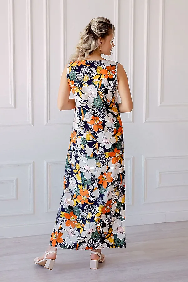 Платье Пион Премиум НАТАЛИ, синий - фото 2