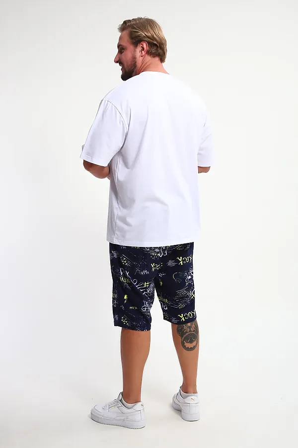 Костюм с шортами КМ-01 НАТАЛИ, синий/желтый/белый буквы star - фото 2