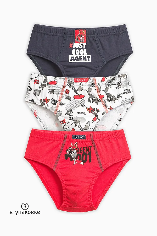 Трусы 3 шт. PELICAN, красный/темно-серый/белый - фото 2