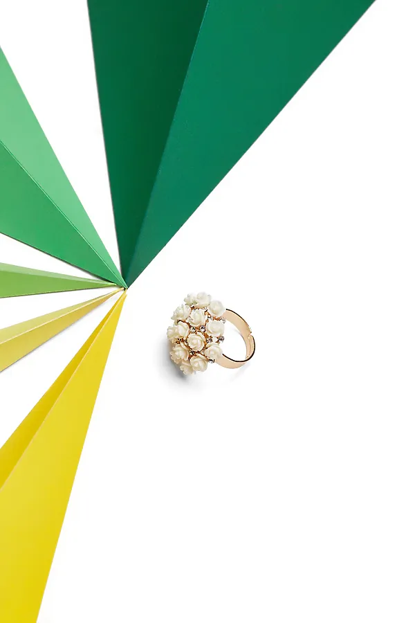 Кольцо "Кэролайн" Nothing Shop, золотистый, белый - фото 2