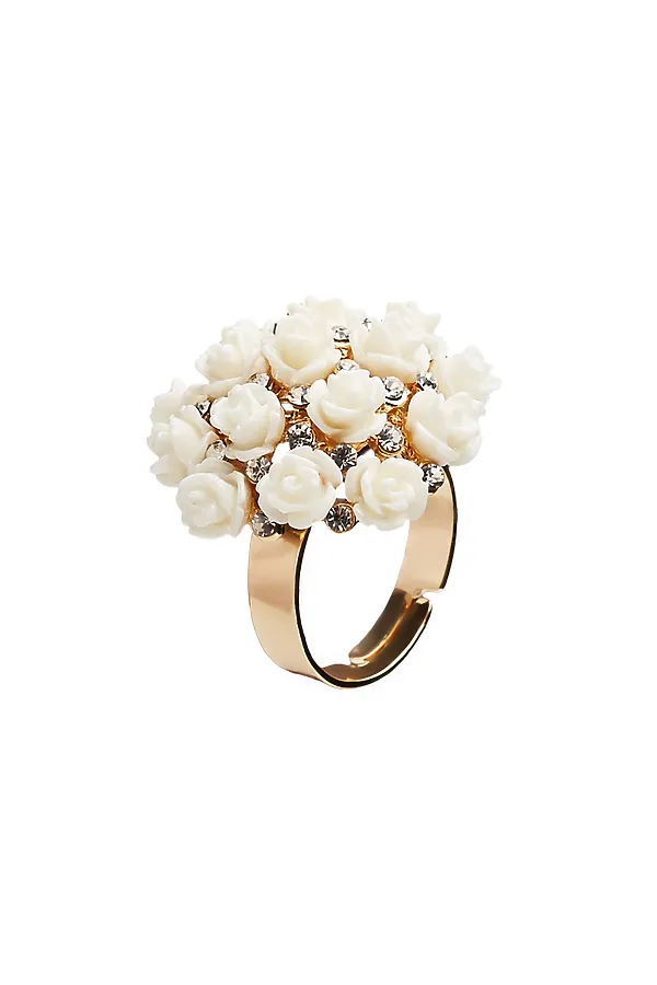 Кольцо "Кэролайн" Nothing Shop, золотистый, белый - фото 2