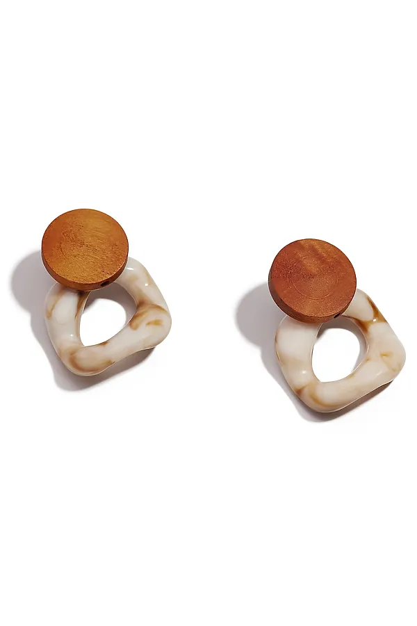 Серьги "Каменные сны" Nothing Shop, коричневый, молочный - фото 2