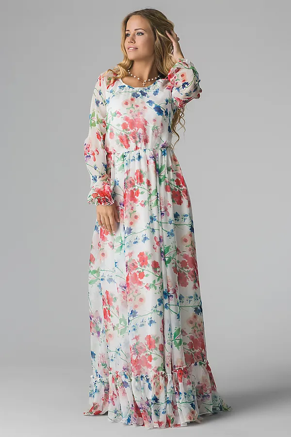 Платье макси MERSADA, серо-зеленый, красный, белый - фото 2