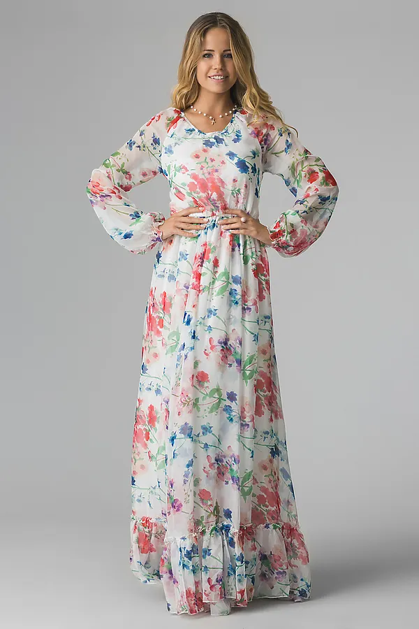 Платье макси MERSADA, серо-зеленый, красный, белый - фото 2