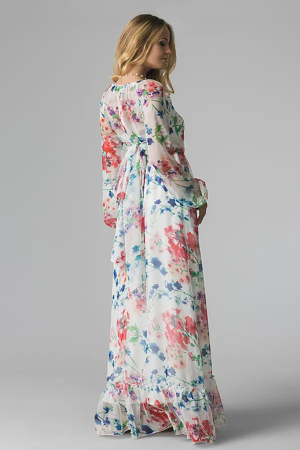 Платье макси MERSADA, серо-зеленый, красный, белый - фото 2