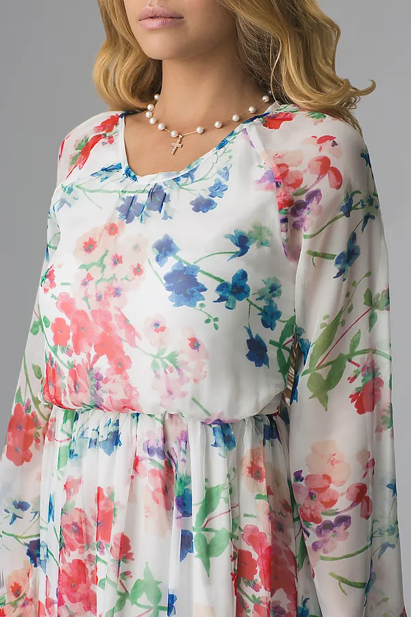 Платье макси MERSADA, серо-зеленый, красный, белый - фото 2