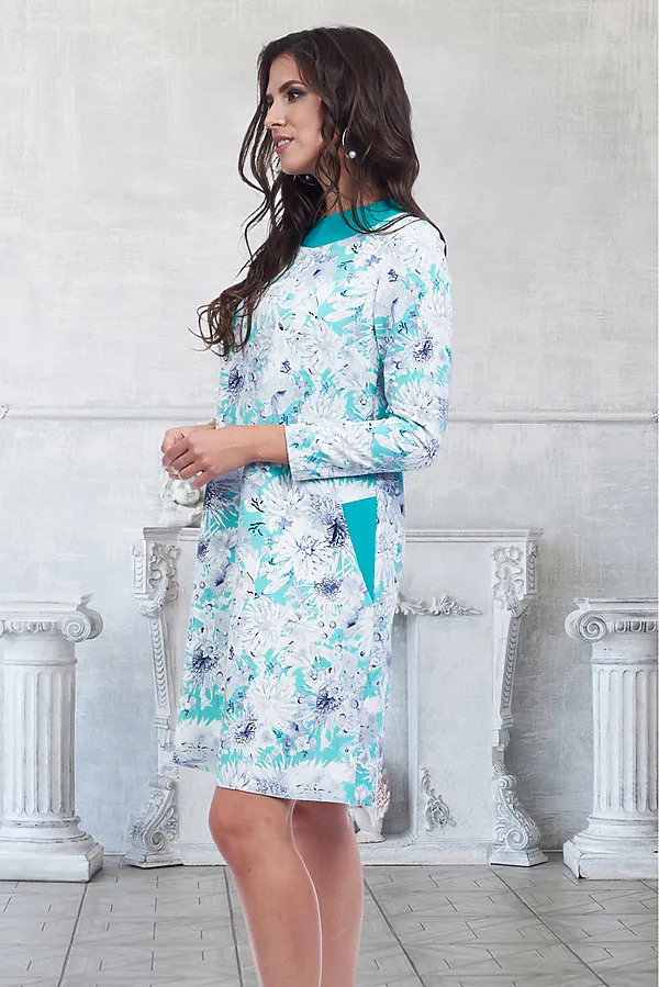 Платье BELLOVERA, белый, бирюза - фото 2