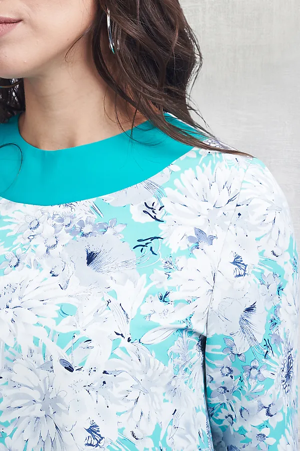 Платье BELLOVERA, белый, бирюза - фото 2