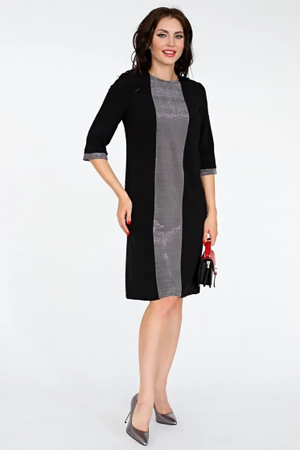 Платье РАЗНЫЕ БРЕНДЫ, черный, серебро - фото 2