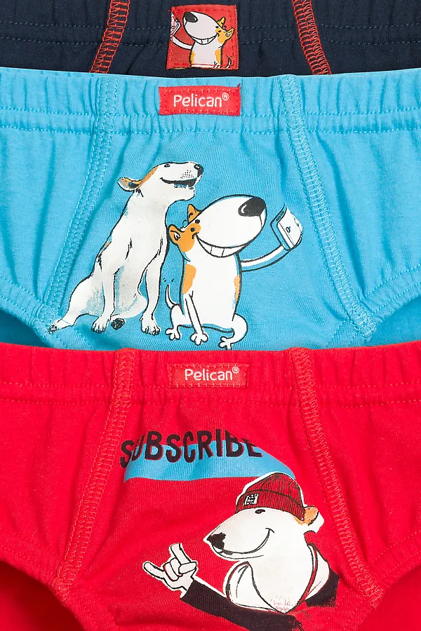 Трусы 3 шт. PELICAN, красный/голубой/темно-синий - фото 2