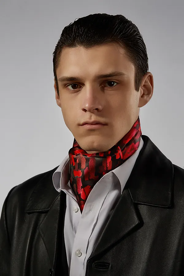 Галстук Аскот SIGNATURE, красный, темно-красный, черный - фото 2