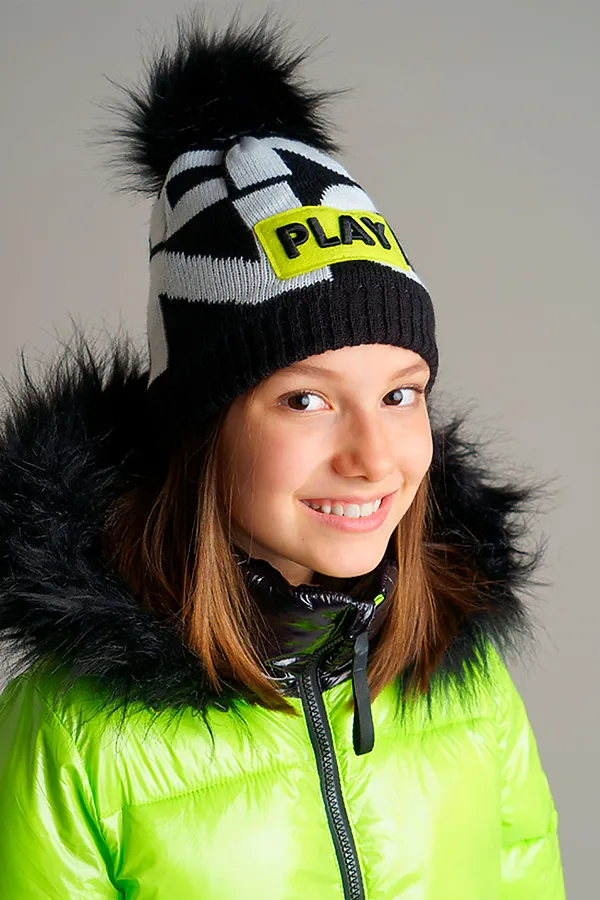 Шапка PLAYTODAY, черный, белый - фото 2