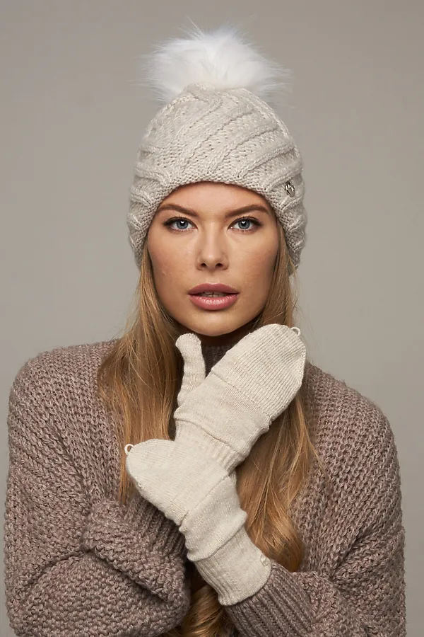 Варежки-митенки VAY, св.бежевый - фото 2