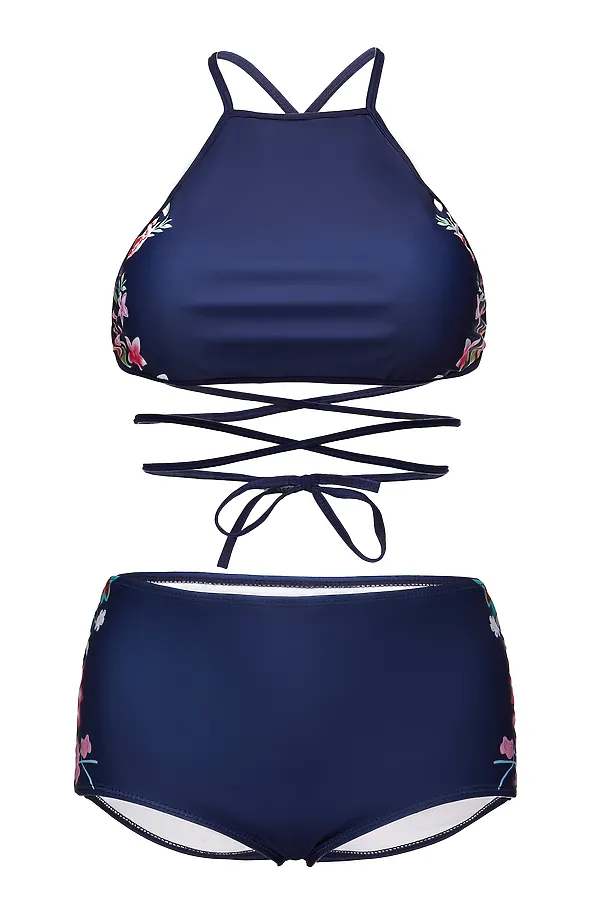Купальник "Заклинательница акул" LE CABARET, темно-синий, розовый: салатовый - фото 2