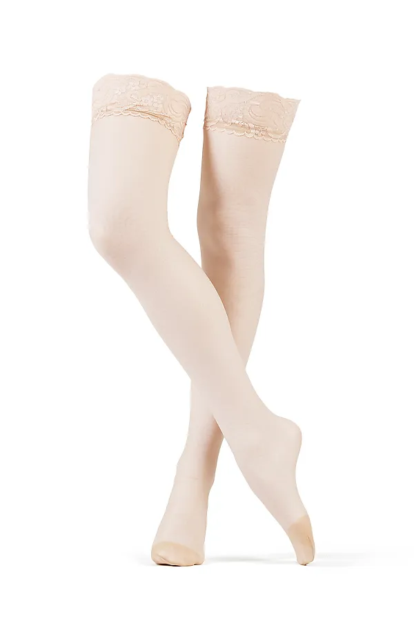 Чулки нейлоновые женские чулки чулки с кружевами чулки на резинке чулки под пояс "Танец с дьяволом" LE CABARET, бежевый - фото 2