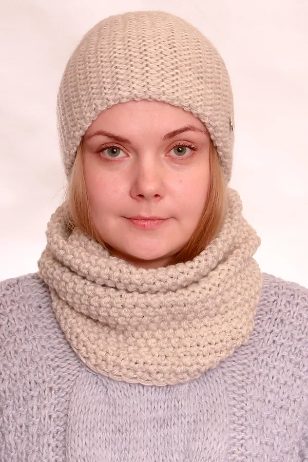 Комплект(Шапка+снуд) VAY, св.беж - фото 2