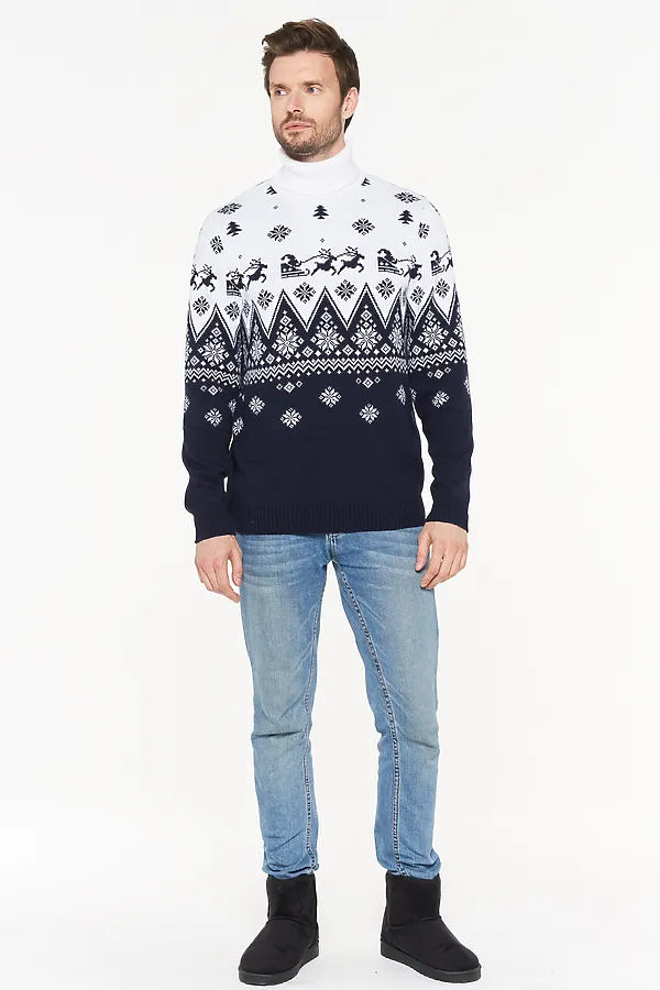 Свитер VAY, т.синий/белый - фото 2