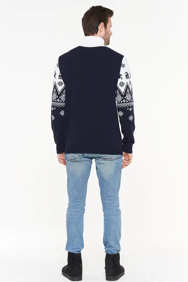 Свитер VAY, т.синий/белый - фото 2