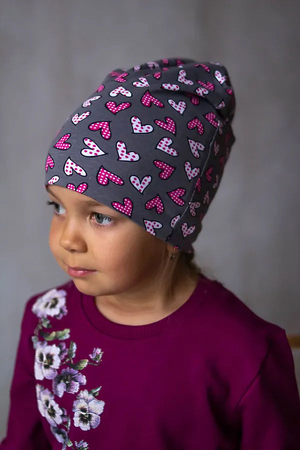 Шапка "Сердечки" ДЕТСКИЙ ТРИКОТАЖ 37, серый - фото 2