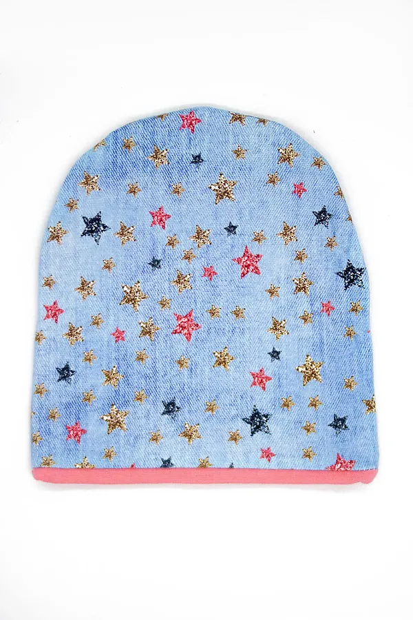 Шапка "Джинса Звезды " ДЕТСКИЙ ТРИКОТАЖ 37, набивка - фото 2