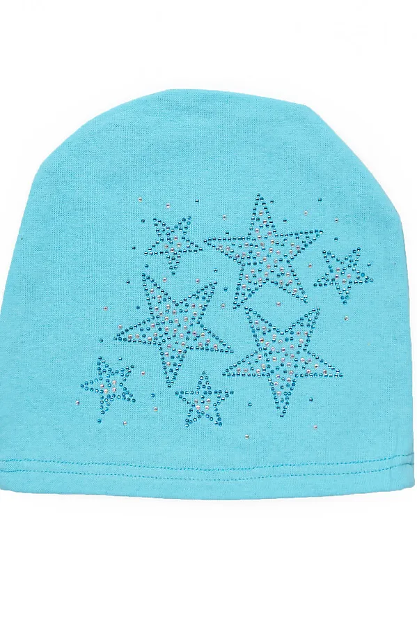 Шапка "Звездочки стразы Бирюза" ДЕТСКИЙ ТРИКОТАЖ 37, бирюзовый - фото 2