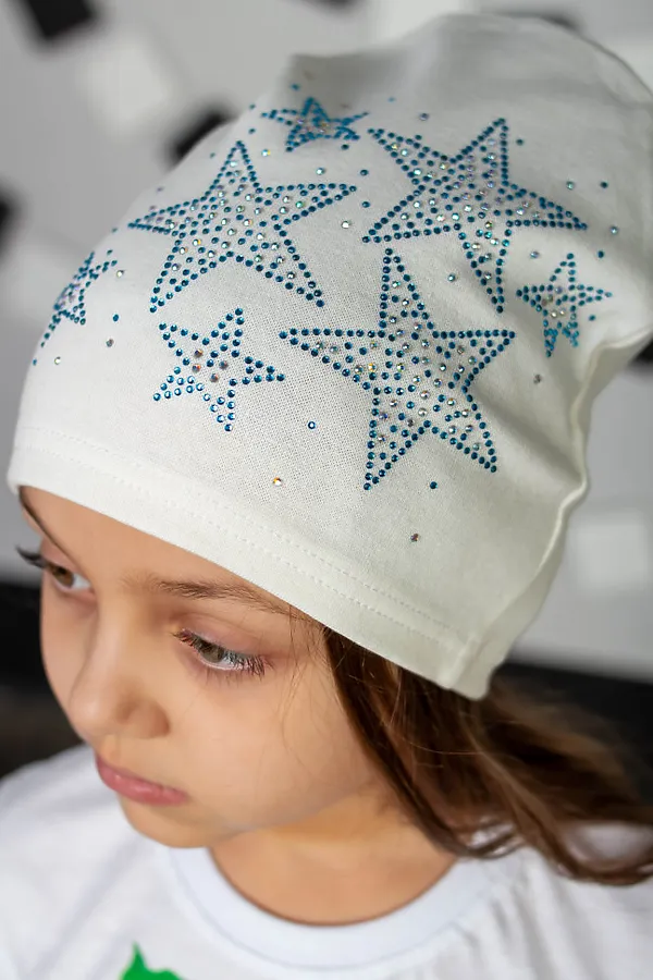 Шапка "Звездочки стразы Белый" ДЕТСКИЙ ТРИКОТАЖ 37, белый - фото 2