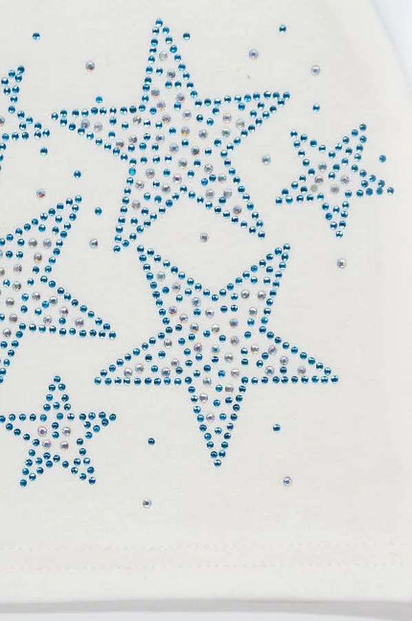 Шапка "Звездочки стразы Белый" ДЕТСКИЙ ТРИКОТАЖ 37, белый - фото 2