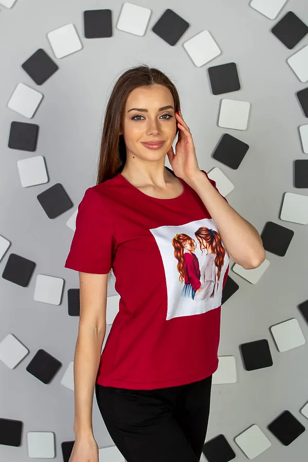Футболка ДЕТСКИЙ ТРИКОТАЖ 37, бордовый - фото 2