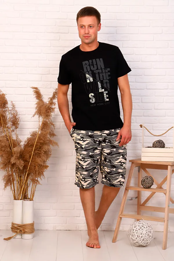 Костюм (Бриджи + Футболка) СОФИЯ37, черный - фото 2