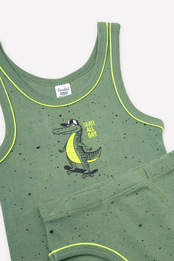 Комплект (Майка+Трусы) CROCKID SALE, зеленый - фото 2