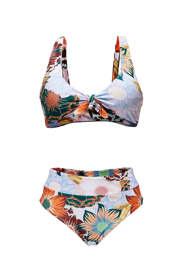 Купальник "Аделина" Nothing Shop, оранжевый, горчичный, темно-зеленый - фото 2