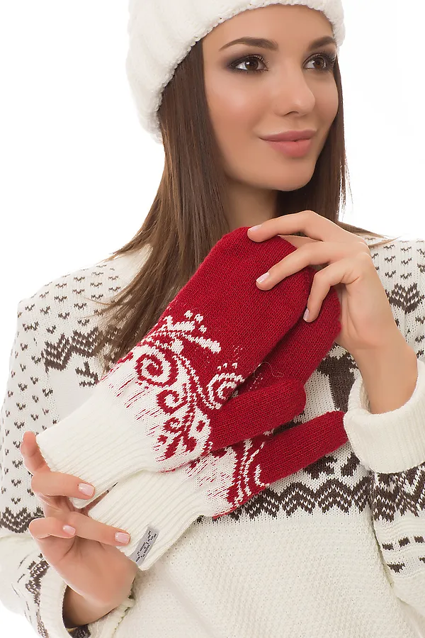 Варежки VAY, красный/белый - фото 2