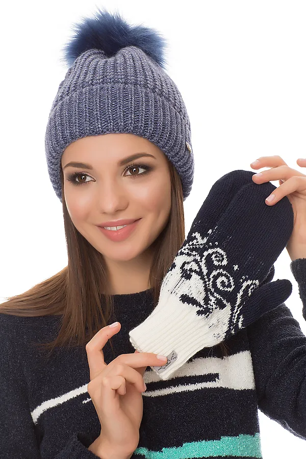 Варежки VAY, синий/белый - фото 2