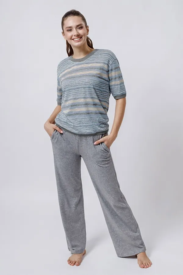 Костюм (футболка+брюки) OXOUNO, лазурь - фото 2