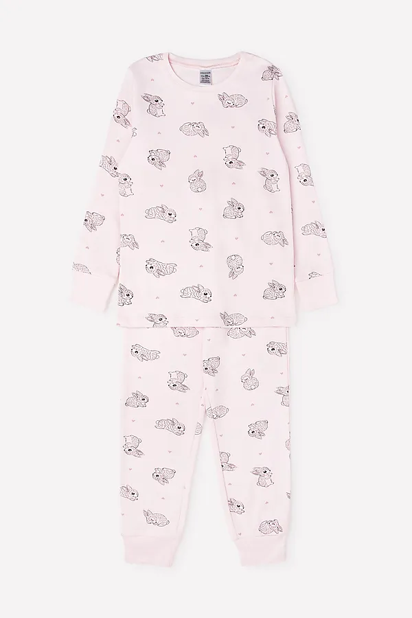 Пижама CROCKID, зайчики и сердечки на светло-розовом - фото 2