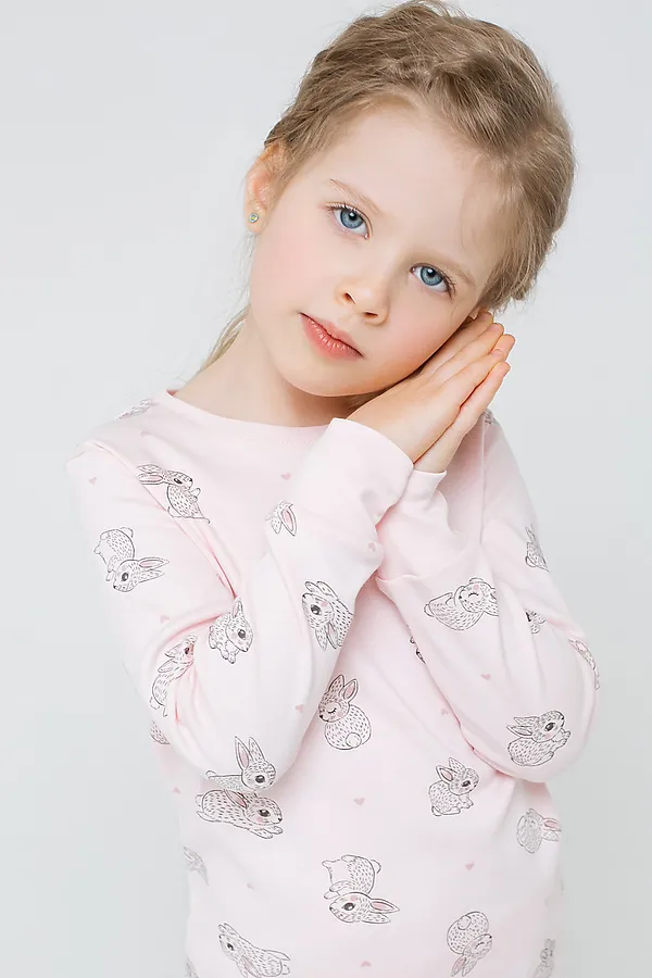 Пижама CROCKID, зайчики и сердечки на светло-розовом - фото 2