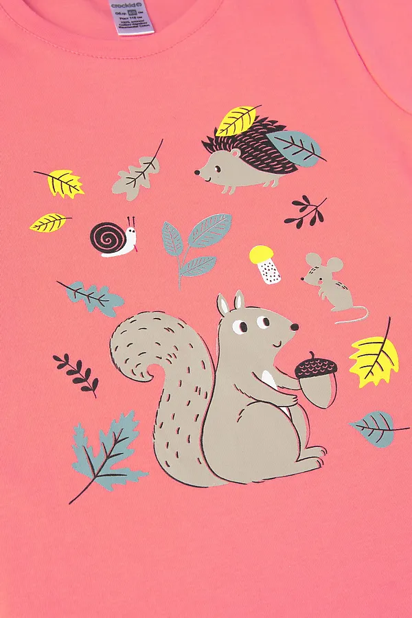 Пижама (Бриджи+Футболка) CROCKID SALE, коралл+осенняя пора - фото 2