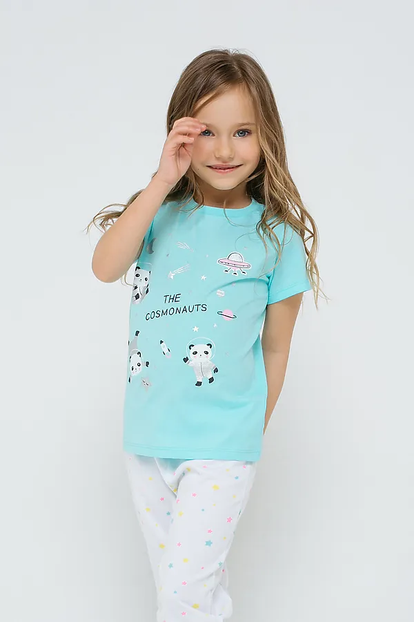 Пижама CROCKID SALE, аквамарин, радужный звездопад - фото 2