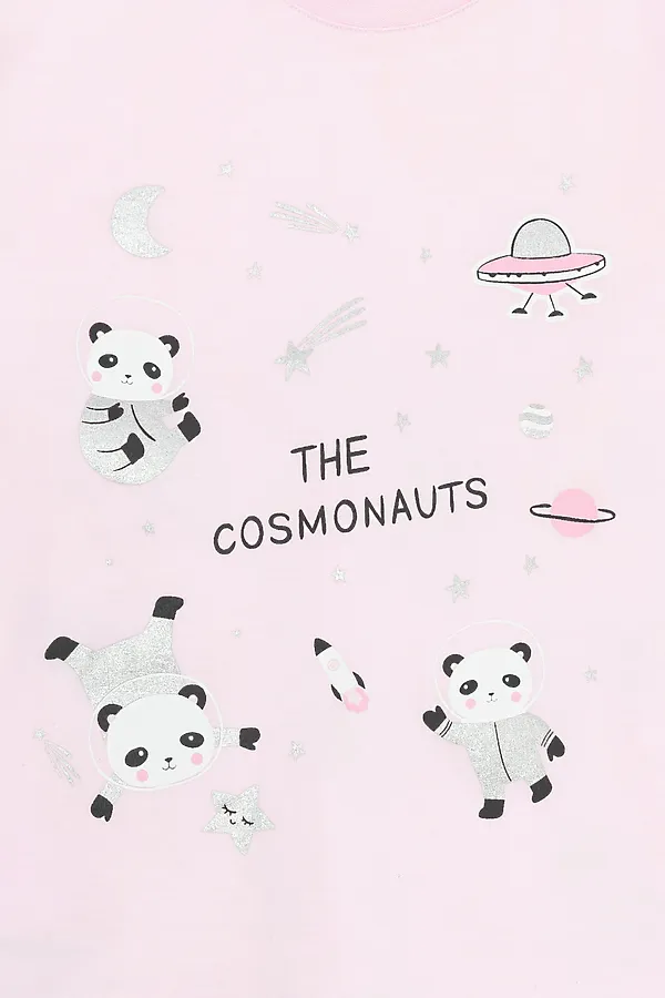 Пижама CROCKID, нежно-розовый, панды в космосе - фото 2