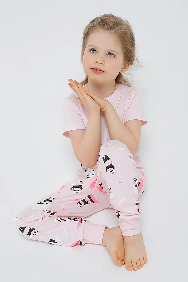 Пижама CROCKID, нежно-розовый, панды в космосе - фото 2