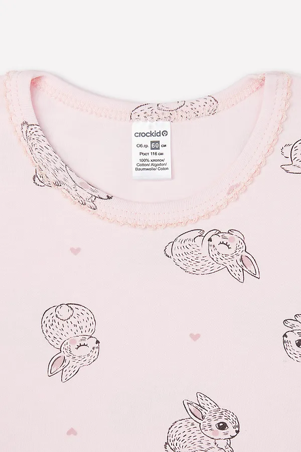 Сорочка CROCKID SALE, зайчики и сердечки на светло-розовом - фото 2